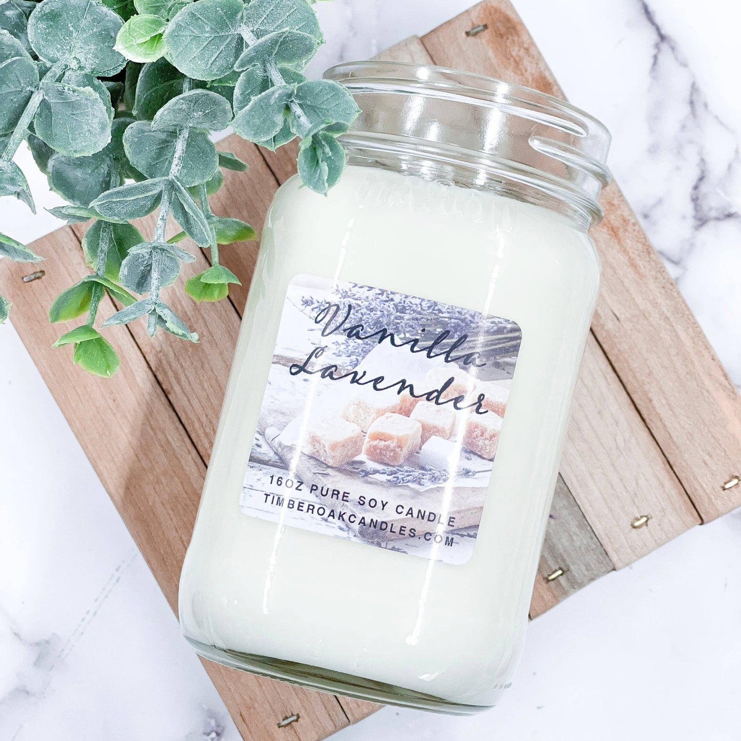 Timber Oak Candles LLC - 16oz Vanilla Lavender Mason Jar Soy Candles