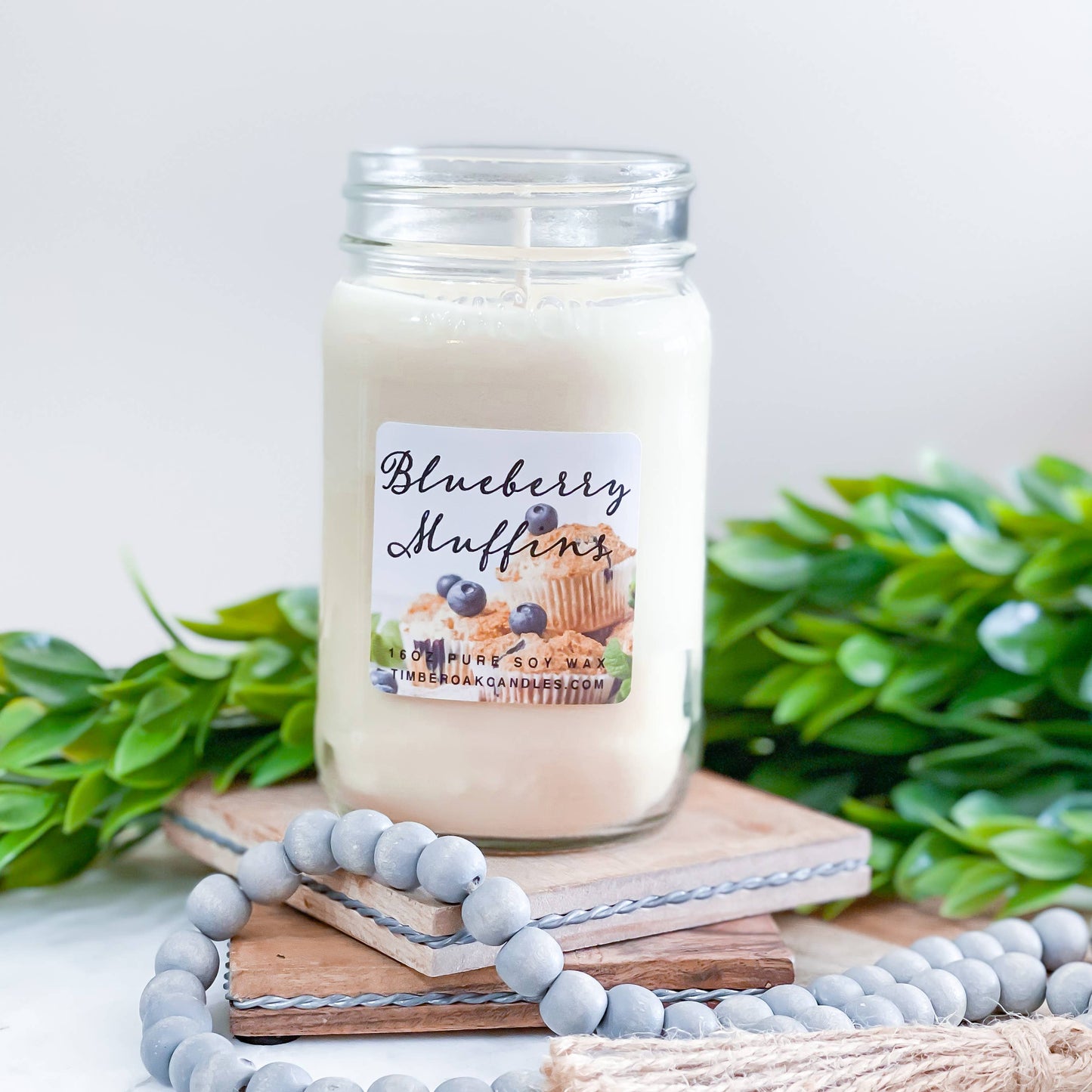 Timber Oak Candles LLC - 16oz Blueberry Muffins Mason Jar Soy Candles