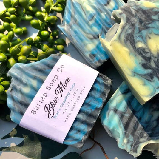 Burlap Soap Co - Blue Moon Basil + Cucumber + Lime Handcrafted Artisan Soap