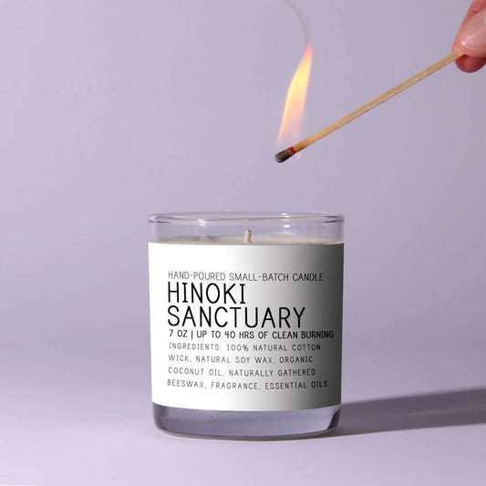 Just Bee - Hinoki Sanctuary - Just Bee Candles: 7 oz (up to 40 hrs of clean burning)