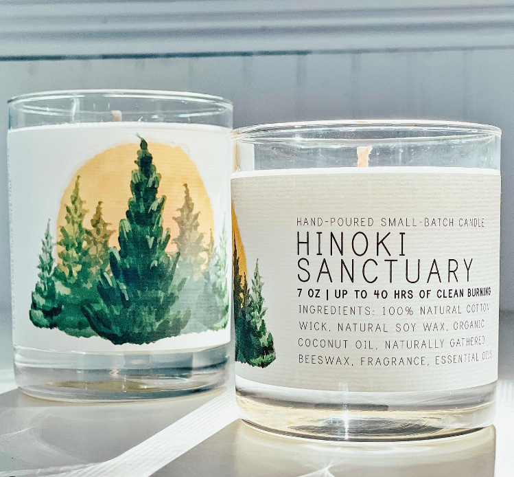 Just Bee - Hinoki Sanctuary - Just Bee Candles: 7 oz (up to 40 hrs of clean burning)