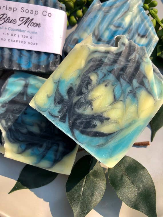 Burlap Soap Co - Blue Moon Basil + Cucumber + Lime Handcrafted Artisan Soap