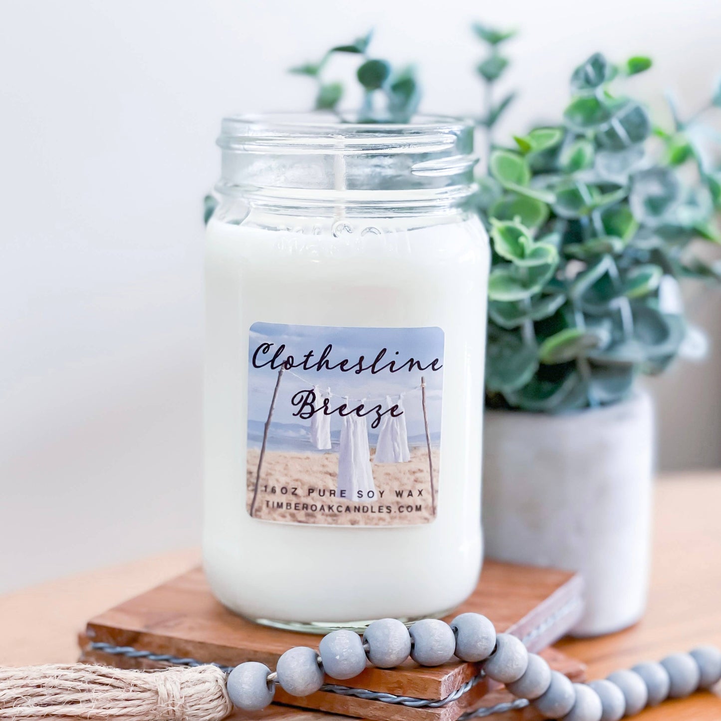 Timber Oak Candles LLC - 16oz Clothesline Breeze Mason Jar Soy Candles