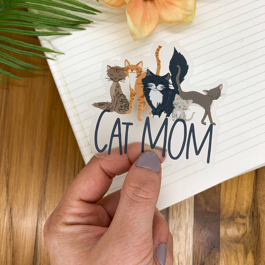 Savannah and James Co - Cat Mom, Clear, Vinyl Sticker, 3x3 in