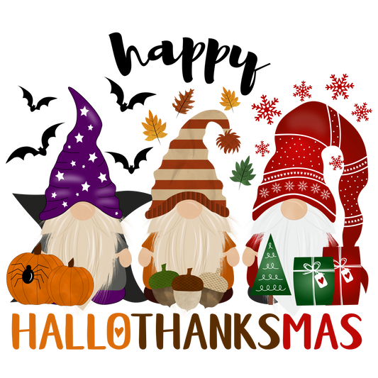 Savannah and James Co - Hallthanksmas Gnomes, Clear Sticker, 3x3 inch