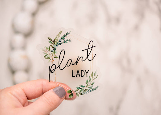 Savannah and James Co - Plant Lady Clear, Vinyl Sticker, 3x3 in.