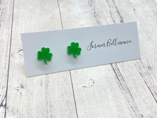 Forever Bellissima - St. Patrick's Day Stud Earrings | Clover Stud Earrings | Shamrock Stud Earrings | St Patrick's Day Earrings | Acrylic Earrings |
